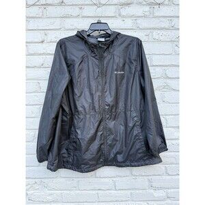 Columbia Mens Size 3XL Black Waterproof Rain Windbreaker Hooded Jacket
